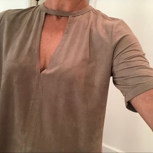Karlie brand top with suede feel in taupe size S